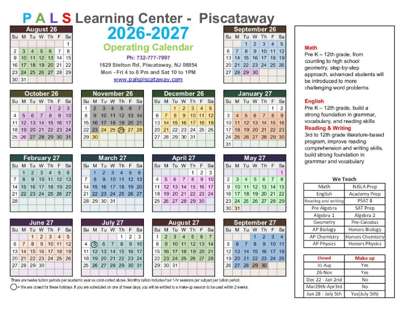 Calendar 2026-2027